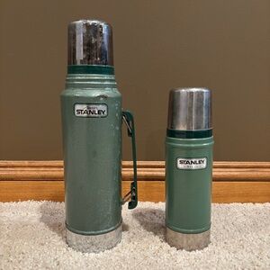Vintage Early 2000s Aladdin Stanley Thermos Camping Set 32 and 16 oz. in Green